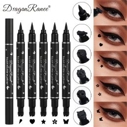 Eyeliner Dragon Ranee Double Head 5 Patterns Eye Stamp & Eyeliner Waterproof Quick Dry 2 in 1 Liquid Eyeliner Stamp Pen Cosmetics 2.5ml
