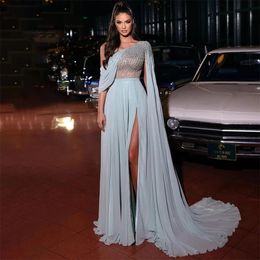 Sexy One Shoulder Evening Dresses Sequins Blue Party Prom Formal Long Red Carpet Dress for special ocn