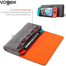Cases Vogek Switch Felt Storage Bag Game Console Protective Cover Multifunction Game Card Charging Cable Case For Nintendo Switch