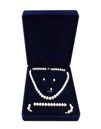 19x19x4cm velvet jewelry set box long pearl necklace box gift box display high quality blue color2140894