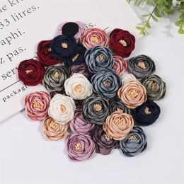 Decorative Flowers 5Pcs Artificial Rose Head Fake Wedding Decoration Bud Hairpin Brooch Accessories Home Decor Scrapbook Accessory