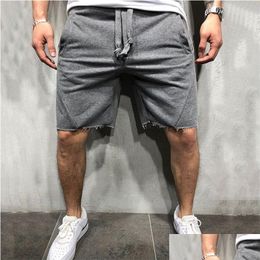 Men'S Shorts Mens Wild Style Solid Colour Ripped Short Pants Jogger Workout 230130 Drop Delivery Apparel Clothing Dhaki