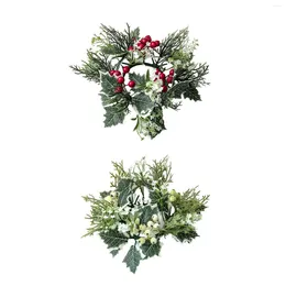 Decorative Flowers 20cm Candle Rings Wreath Table Centerpiece Greenery Candleholders Wreaths For Wedding Easter Festivals Party Decoration