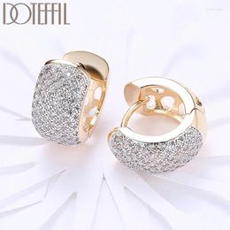 Backs Earrings 925 Sterling Silver Champagne Gold Round Zircon Earring Ear Clip Woman Wedding Engagement Jewelry