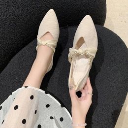 Casual Shoes Pointed Women Flat Bottom 2024 Autumn And Winter Spring Soft Black Four-season Commuter