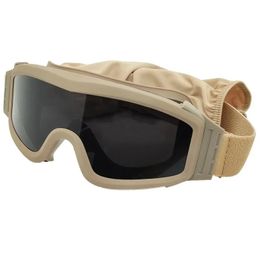 Military Airsoft Taktik Gözlükler Atış Gözlükleri Motosiklet Rüzgar Geçirmez Paintball CS Wargame Goggles 3 Lens Siyah Tan Green