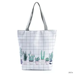 Shoulder Bags Cactus Pattern Handbags Potted Plants Printed Ladies Fashion Tote Female Eco Friendly Portable Travel Bag