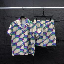 Tracce maschili da uomo hawaiaian beach set camicie per vacanze per uomini e donne bloccanti pantaloncini stampati set b19