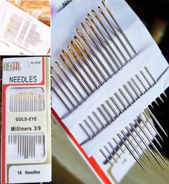 DROP 320PCSTail Gold Plated Stainless Steel Hand Sewing Needles Paper Box Package Home DIY Sewing Combination Sewing Too2314203