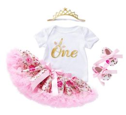 Rose Skirt Set 4pcs New Born Baby Girls Romper Infant Outfits Girls Princess Toddler Kids Clothes Birthday Gifts8626660