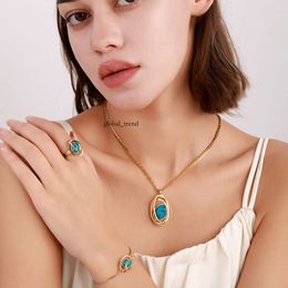 Necklace Cross Hot Selling Jewellery in Europe and America, High-end Blue Planet Necklace, Female Metal Frame Bracelet, Earring Jewellery Set Luxury Bracelet 855 929