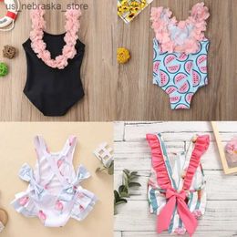 One-Pieces Baby swimsuit childrens swimsuit bikini flower girl summer beach suit backless childrens swimsuit 1 2 3 4 years Q240418