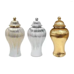 Storage Bottles Porcelain Decorative Jar With Lid Modern Floral Arrangement Elegant Ceramic Vase For Entryway Dining Table Bookshelf Home