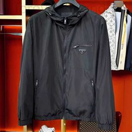 Men's Jackets designer New chest triangle badge zipper pocket windbreaker men's hooded jacket ALRB