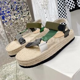 Casual Shoes Summer 2024 Style Ladies Sandal Round Toe Manual Rope Grass Woven Thick Bottom Sandals Vitality Fashion Female