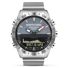 NORTH EDGE GAVIA 2 Indoor Outdoor Exercises World Time Sports Watch Compass Waterproof 200M full steel business watch