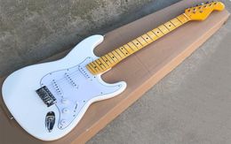 WhiteGreen Electric Guitar with Yellow Maple NeckMaple FretboardWhite PickguardCan be Customised as Request6466485