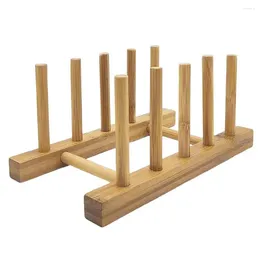 Kitchen Storage Bamboo Dish Drying Rack Bottle Wooden With Stable Anti-skid Design For Cabinet Organization