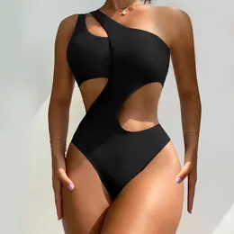 Women's Swimwear Solid Color Fashionable One Swimsuit With Hollow Belly Cover Bikini Swimming High Waisted Bottoms White