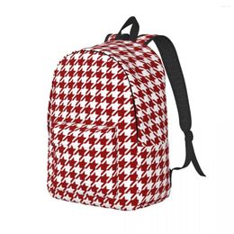 Backpack Houndstooth Red And White Sport Backpacks Men Designer Breathable School Bags Kawaii Rucksack