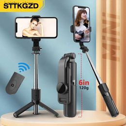 Selfie Monopods STTKGZD Portable Mini Selfie Stick Foldable Tripod Phone Stand Holder Support Wireless Bluetooth Remote Control Shutter Android Y240418