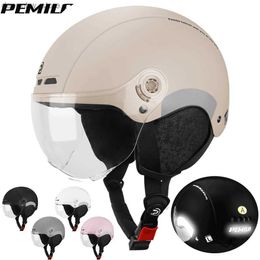 Cycling Caps Masks PEMILA The Four Seasons Cycling Helmet With Goggles Lens Ear Protection Bicycle Helmet MTB Reflective sticker E-Bike Bike Helmet L48