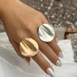 Cluster Rings Ingemark 2Pcs Unique Irregular Geometric Open Set For Women Punk Gold Colour Adjustable Finger Ring Couple Wed Accessories