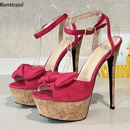 Dress Shoes Ronticool Real Pos Women Summer Sandals Ankle Strap Stiletto Heels Peep Toe Pretty Fuchsia Party Ladies US Size 5-20