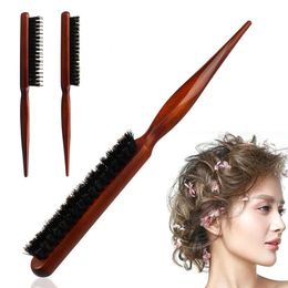 Professional Salon Teasing Back Hair Brushes Boar Bristle Wood Slim Line Comb Hairbrush Hairdressing Styling Tools DIY 240412