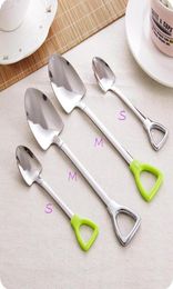 Whole New Stainless Steel Spoon Size M L Shovel Shape Design Coffee Ice Cream Soup Spoon Long Handle Honey Teaspoons for Chil252Z1245294