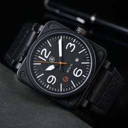bell and ross 2023 Wristwatches Men Automatic Mechanical Watch Bell Brown Leather Black Rubber Ross Wristwatches Multifunction Six Stitches vm02 high quality