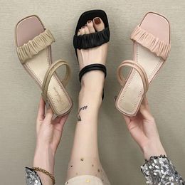 Sandals 2024 Fairy Style Summer Square Heel Fashion Versatile Women's Luxury Casual Shoes