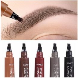 Enhancers 4D Microblading Eyebrow Pen 4 Forks Tip Eyebrow Tattoo Pencil Long Lasting Fine Sketch Liquid Eye Brow Make Up