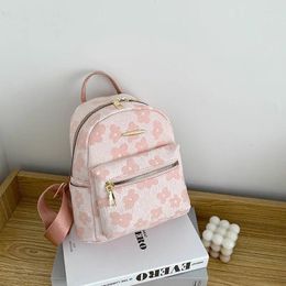 School Bags PU Leather Shoulder Mini Small Multi-Function Ladies Phone Pouch Pack Backpack Flower Print Bag For Women