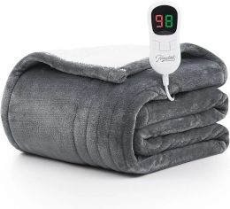 Blanket Sherpa Fleece Electric Blanket 50x60 with 10 Heat Settings, 18hr Auto ShutOff, Overheat Protection, ETL Certified