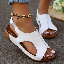 Sandals Women's Comfort Wedges Summer 2024 Casual Non Slip Beach Shoes Woman Roman Style Peep Toe Platform Plus Size 43
