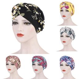 Stingy Brim Hats Floral Braid Hat Muslim Ruffle Cancer Chemo Beanie Turban Wrap Cap For Women13870032