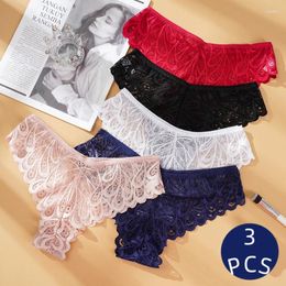 Women's Panties 3PCS Lot Sexy For Women Lace Transparent Briefs Embroidefy Temptation Underwear Female Soft Tanga Bragas