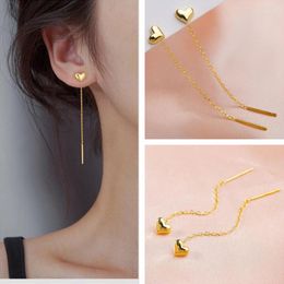 Dangle Earrings Gold Colour For Women Long Chain Tassel Drop Earring Cute Heart Pendant Fashion Jewellery Gifts