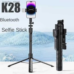 Selfie Monopods FGCLSY 2023 New K28 Wireless Bluetooth Selfie Stick Tripod With Remote Shutter For Live Broadcasting Smartphone holder Monopod Y240418