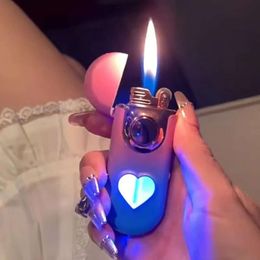 Love Shape Metal Iatable Without Gas Lighter, Double Flame Switch, Windproof Cigarette Lighter, Smoking Accessories