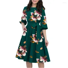 Party Dresses S-3XL Summer Dress 2024 Ladies Vintage Half Sleeve Woman Night Floral Print Women