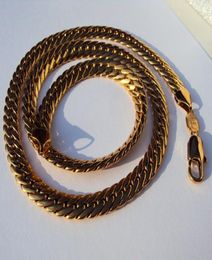 18K Real SOLID GOLD GF AUTHENTIC MEN039S CUBAN LINK CHAIN NECKLACE 600 9MM Jewelry USA Top designers s 2616242