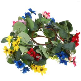 Decorative Flowers 2 Pcs Artificial Garland Summer Wreaths Mini Candles Flower Pe Eucalyptus Small Rings Holders