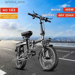 Bikes Folding Ectric Bike 48V20AH 400W 14inch Mini Portab Ebike City Road Communing Adult Speed 25km/h Ectric Bicycs USA Stock L48