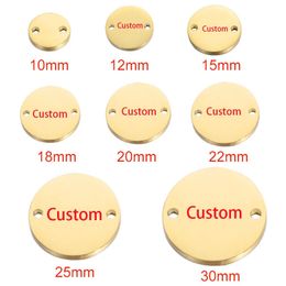 10-30mm Custom Stainless Steel Textured Disc Charms 2 Holes Round Disc Stamping Tag Double Hole Disc Personalised Coin Findings 240414