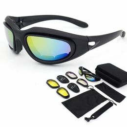 Taktische polarisierte Brille 4 Linsen Militärische Sonnenbrille mit 4 Objektivkits Outdoor Sports Motorrad Reiten Wanderfischerei Jagd