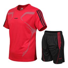 Leisure Sports Suit Mens Summer Two Piece Sportswear Training Childrens Football Quick Dry Large