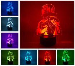 Naruto Kakashi Minato Uchiha Sasuke Modelling Night Light 7 Color Changing Led Kids Bedside Fixtures 3D Visual Anime USB Desk Lamp9623963