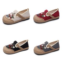 Frauen Freizeitschuhe Gai Vintage Schwarz Red Blue Flats Sommer -Outdoor -Saison Freizeitschuhe